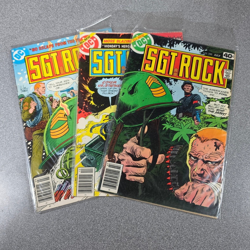 DC Sgt Rock Comic Lot 3 Issues 323 330 338 Mixed Color Good Joe Kubert Art